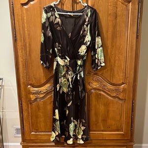 Banana republic brown floral silk dress size 10